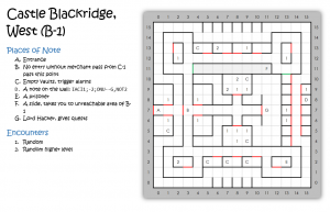 Map of B-1 Castle Blackridge, West, Full, with Notes