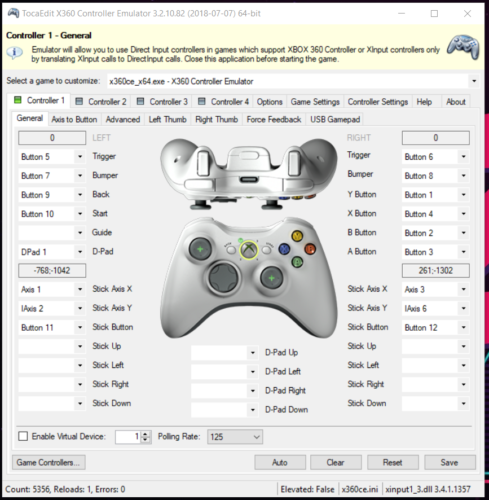 x360ce - Controller configuration tab during setup for Crash Bandicoot N. Sane Trilogy