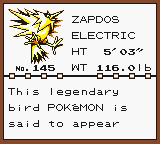Pokemon Yellow - Zapdos
