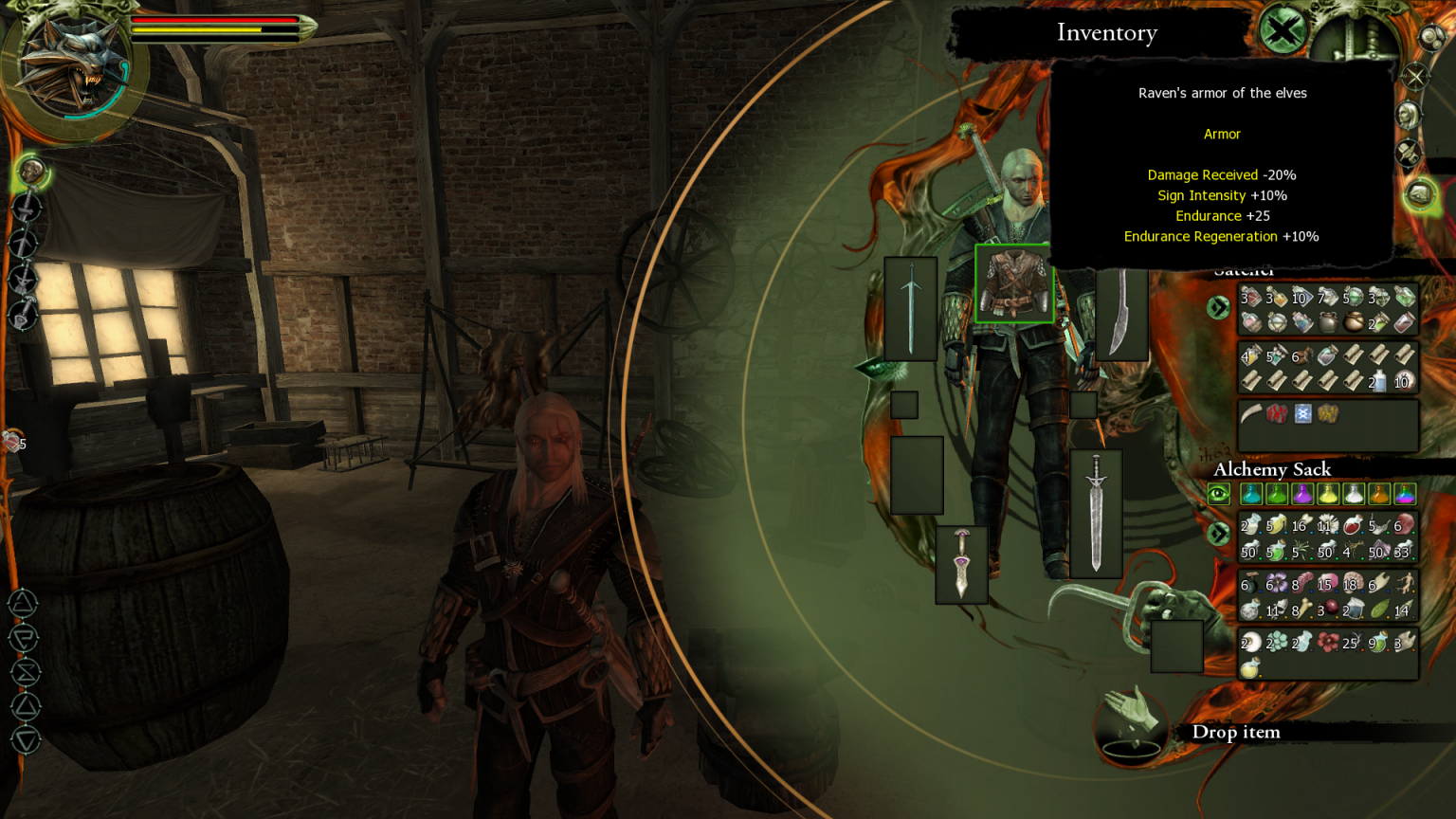 Ведьмак 1.32 моды. Raven Armor the Witcher 1. Ведьмак 1 броня. Ведьмак 1 инвентарь. Ведьмак Ravens Armor