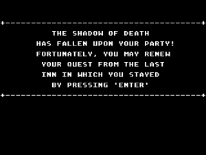 Might and Magic I - Game Over Screen