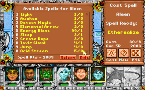 Might and Magic III - Spell List