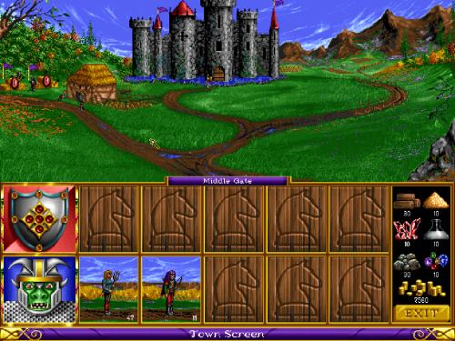 Heroes of Might and Magic -  The town screen