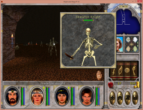 Might and Magic 6 - Fighting a bunch of skeletons