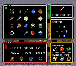 A Link to the Past, Inventory Screen