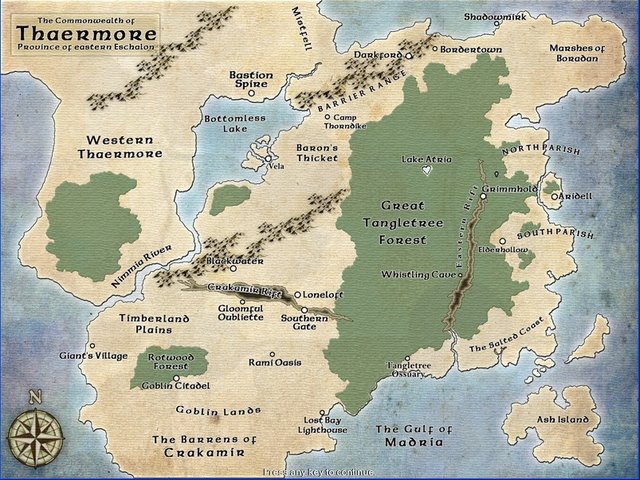 Eschalon: Book One, Map of Game World